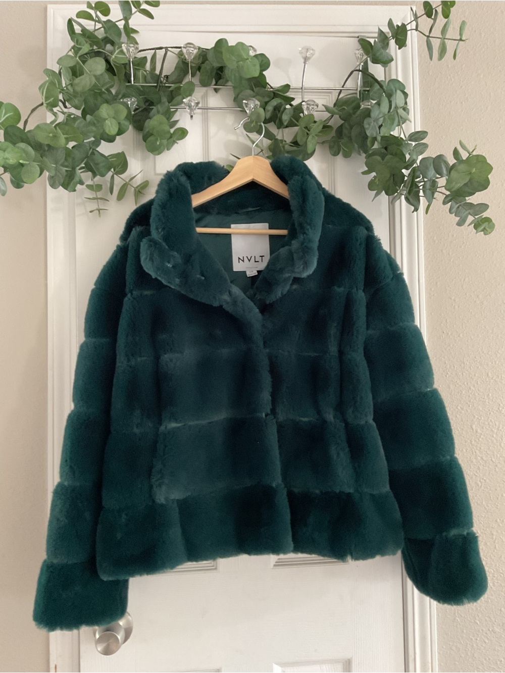 NVLT Deep Green Plush Faux Fur Jacket - Picture 2 of 7